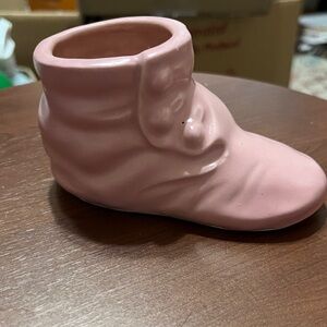 Charming Pink Ceramic Baby Bootie Vase